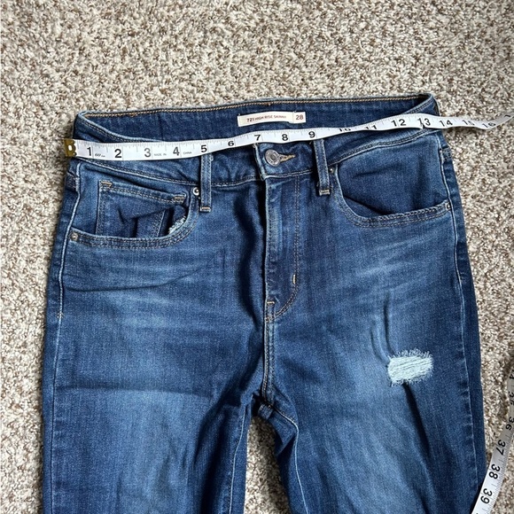 Levi’s 721 High Rise Skinny Jeans Denim Distressed Casual 28 - Picture 6 of 7
